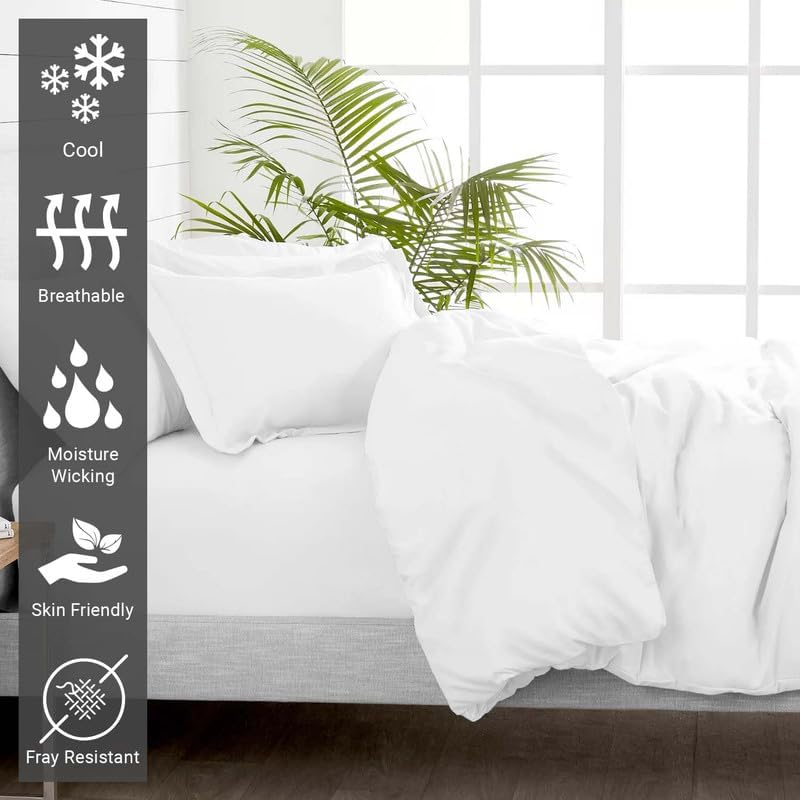 Pizuna 100% Cotton Twin Duvet Cover Set 400 Thread Count White