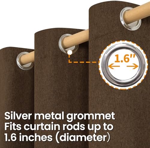 BGment Brown Linen Curtains 95 Inches Long for Living Room