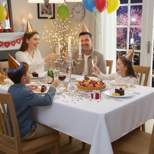 sancua Rectangle Tablecloth, 54 x 108 Inch, White