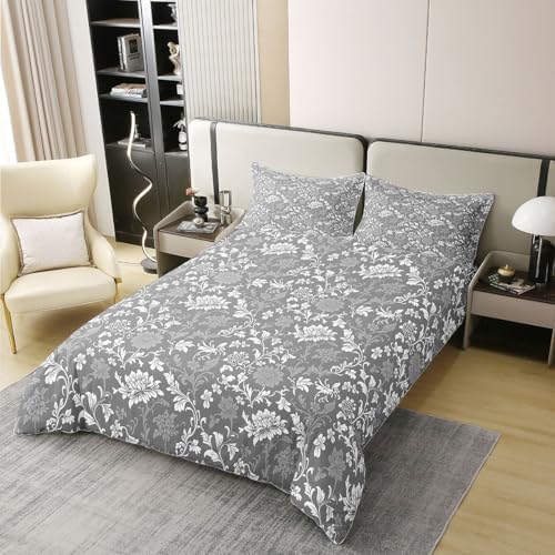Feelyou Vintage Floral Spring Duvet Cover 100% Cotton Queen Size Boys