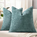 decorUhome Textured Chenille Throw Pillow Covers 22x22 Set of 2 Teal