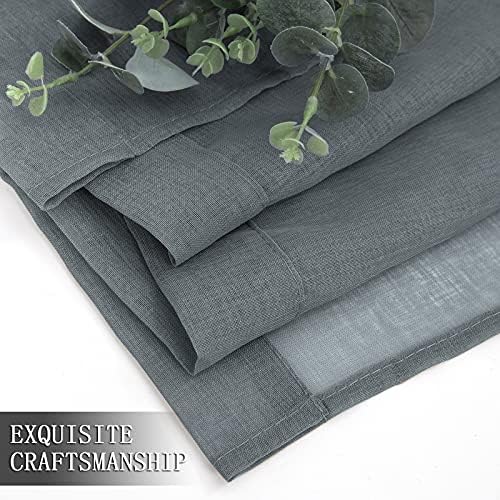 Tollpiz Sheer Curtains Living Room Linen Textured Curtain Sheers Light