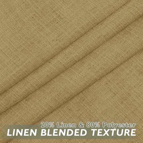 Fcosie New Wheat Natural Linen Extra Long Curtain with Grommets Top