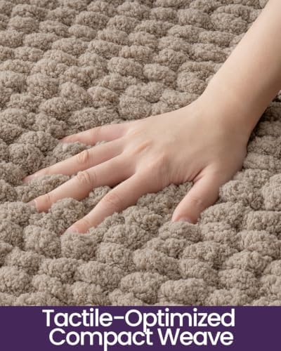 DEXI Bathroom Rugs 30x17, Non Slip Washable Chinelle Bath Mat, Taupe