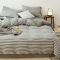 Gray White Striped King Duvet Cover Set 3-Piece 100% Cotton Ultra Soft