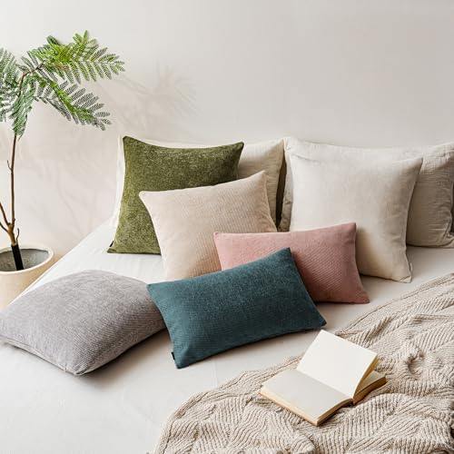 a moment Pack of 2 Decorative Chenille Throw Pillow Covers with Twill