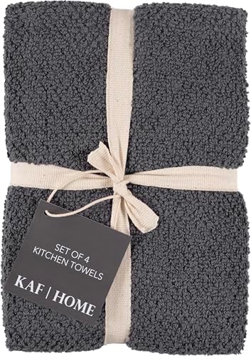 KAF Home Set of 4 Deluxe Popcorn Terry Kitchen Towels | 20 x 30 Inches