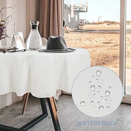 Easy-Going Round Waterproof Tablecloths R70 inch Ivory Spillproof