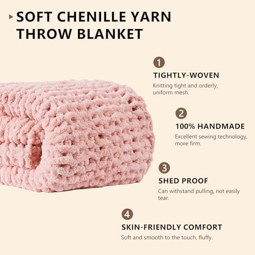 L'AGRATY Chunky Knit Throw Blanket for Couch, 50'' x 60'' Knit Throw