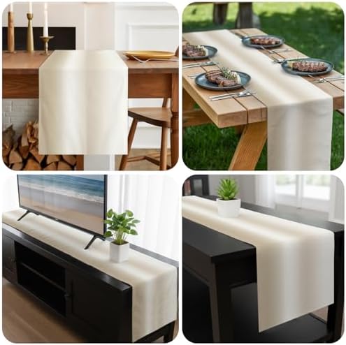Cream Ombre Table Runner 72 Inch Long Dresser Scarves Linen