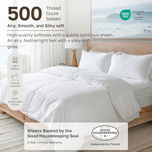 California Design Den 100% Cotton Sateen King Sheets Deep Pocket Set
