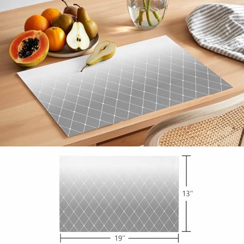 Country Gray Gradient Lines Placemats Set of 6 Washable Table Mats for