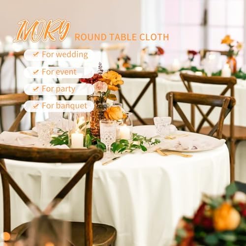 Pesonlook 12 Pack Ivory Round Tablecloth 90 Inch Circular Tablecloth