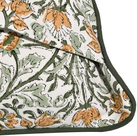 Ridhi Goldenrod Yellow Block Print Cotton Pillow Cover 20x20 Inch Set