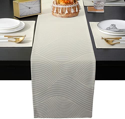 Geometric Stripes Table Mats Set of 6 With Table Runner 90 Inches