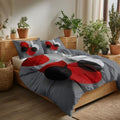 Abstract Geometric Circles Duvet Cover Queen Size Grey Printed