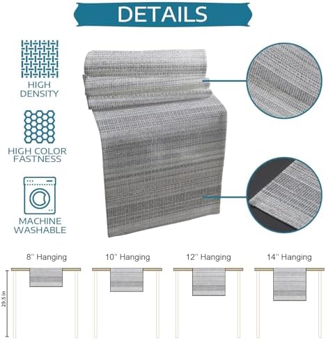 Linen Textured Striped Table Runner and Placemats Set of 4 Farmhouse
