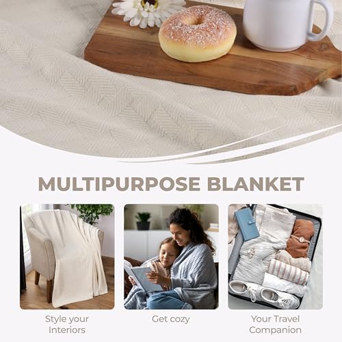 BLUENILEMILLS Cotton Blanket, Ideal for; Picnic, Beach, Traveling or