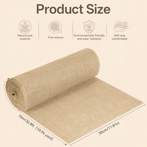 12" x 10 yd Burlap Table Runners, Jute Burlap Runner for Table