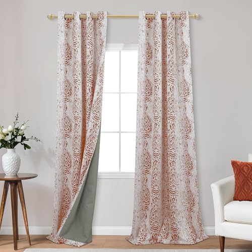 KOUFALL Fall Black Out Curtains 96 Inch Long 2 Panel Set,Unique Boho