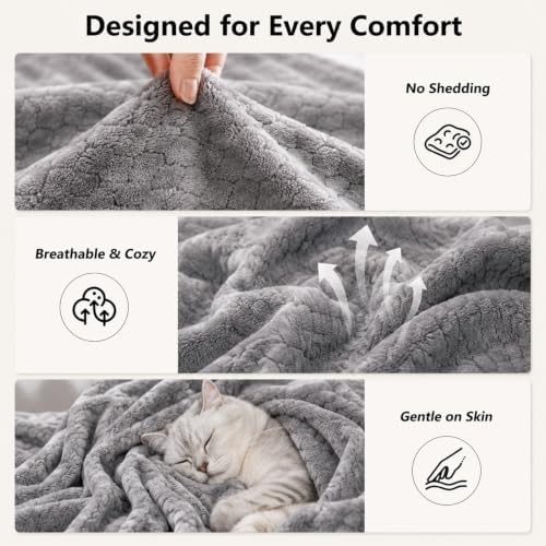 60x80 Breathable Stone Gray Fleece Throw Blanket for AC Rooms