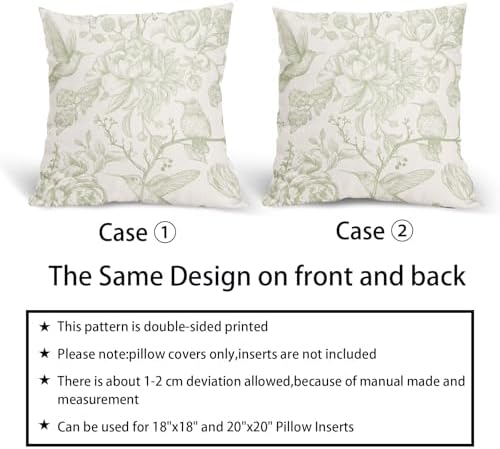 Chinoiserie Green White Floral Pillow Covers 22X22 Inch French Country