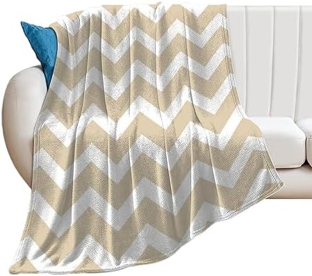 Plush Throw Blanket Taupe Chevron Stripe Soft Cozy Blanket Flannel