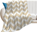 Plush Throw Blanket Taupe Chevron Stripe Soft Cozy Blanket Flannel