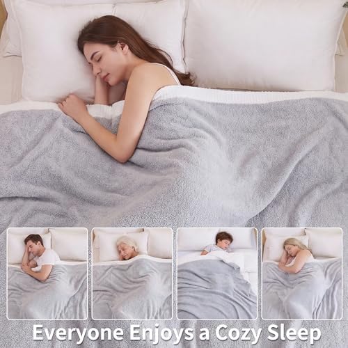 Light Gray Throw Blanket for Couch, Reversible Super Soft Cozy