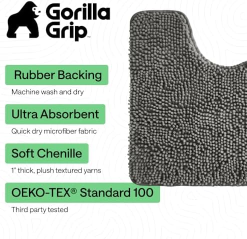 GORILLA GRIP Bathroom Area Rug Sets 2 Piece, Soft Chenille, 30x20