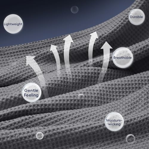 PHF 100% Cotton Waffle Blanket Lightweight Breathable, King Size