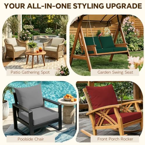 Favoyard Outdoor Chair Cushions Set, Beige, 24 x 24 x 4 inch