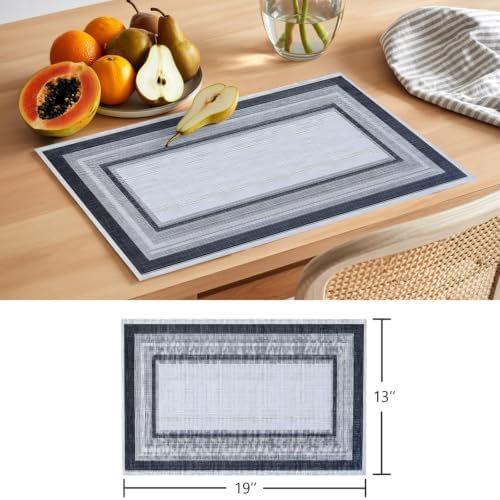 Cotton Linen Placemats for Dining Table Set of 8 Nested Square Art