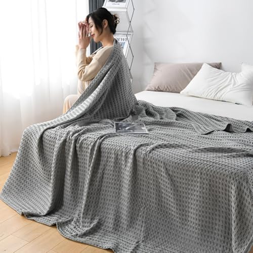LGYKUMEG 100% Cotton Blanket Queen Size for Bed - Lightweight and Soft