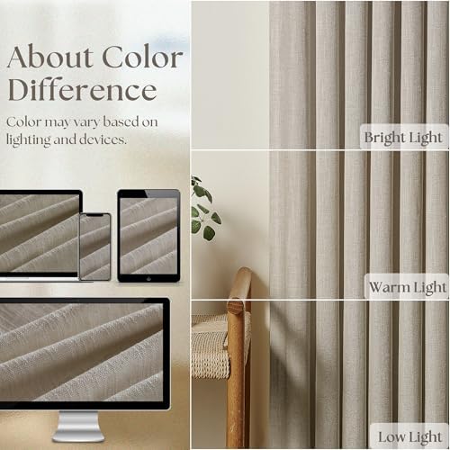 TWODRAPES Taupe Burlywood Pinch Pleated Linen Curtains 96 Inches Long