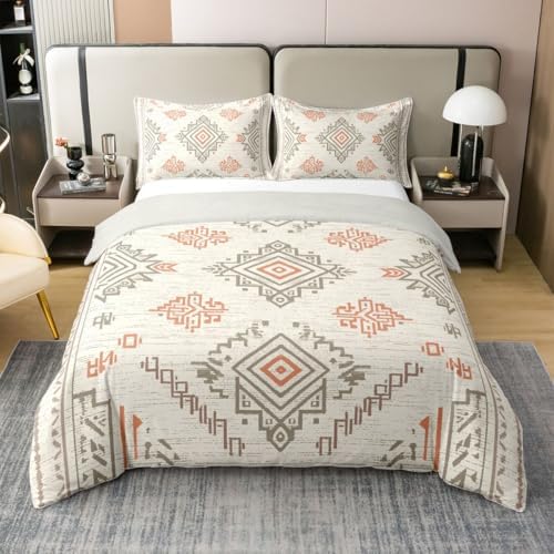 Manfei Boho Style Duvet Cover Queen Size 100% Cotton Tribal Exotic
