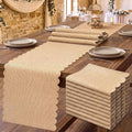 Jecery 10 Pack Scalloped Burlap Table Runners, 12 x 72 Inch
