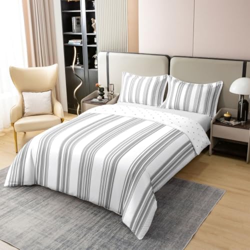 Erosebridal Grey Minimalist Striped 100% Cotton Duvet Cover King