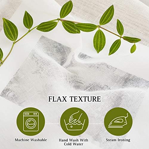 NICETOWN Linen Curtains Semi Sheer Flax Texture, Eyelet Top Bedroom