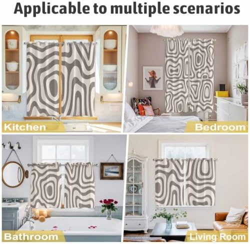 Abstract Stripes Window Curtains Panels with Silver Grommet,Modern