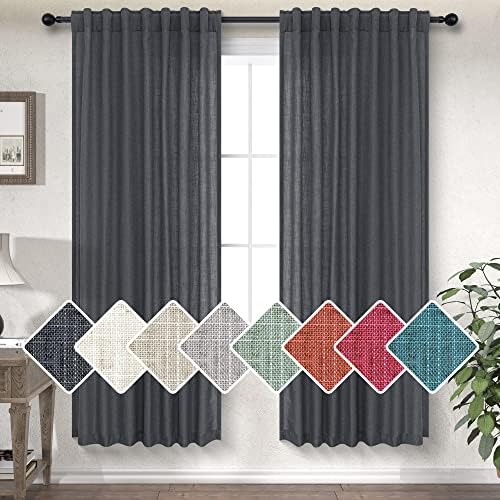 Charcoal Grey Curtains 63 Inch Length for Boys Bedroom 2 Panels Back
