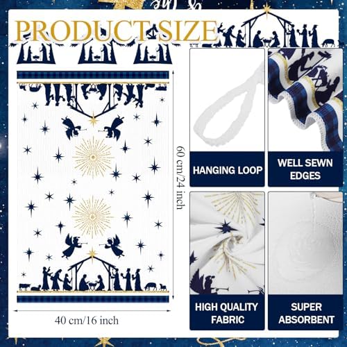 Oudain 6 Pcs Christmas Kitchen Towels Nativity Scene Christmas Hand