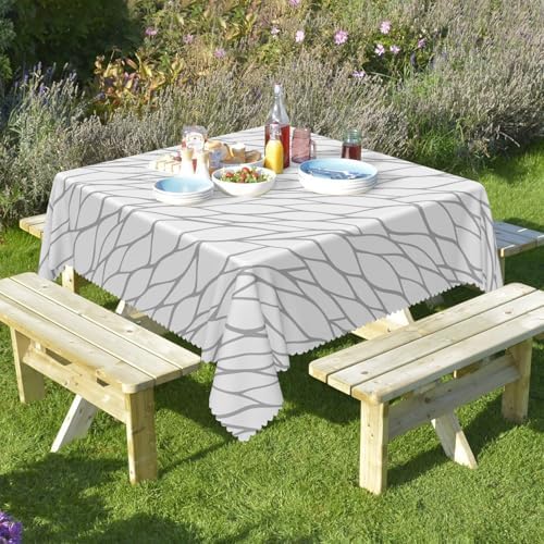 Abstract Gray Stripe Tablecloth Square 60 Inch Casual Abstract