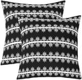 jejeloiu Black White Leaves Stripes Throw Pillow Covers Set of 2