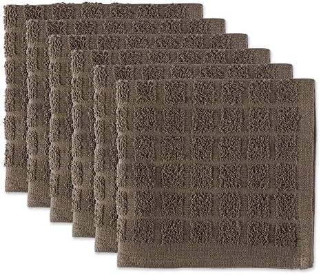 DII Basic Terry Collection Solid Windowpane Dishcloth Set, 12x12
