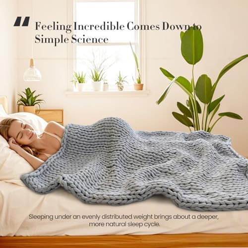Hand-Knit Weighted Blanket for Adults,Christmas & Birthday Gifts for