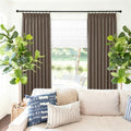 Pinch Pleated Linen Blackout Curtains, 96 Inches Long, 2 Panels