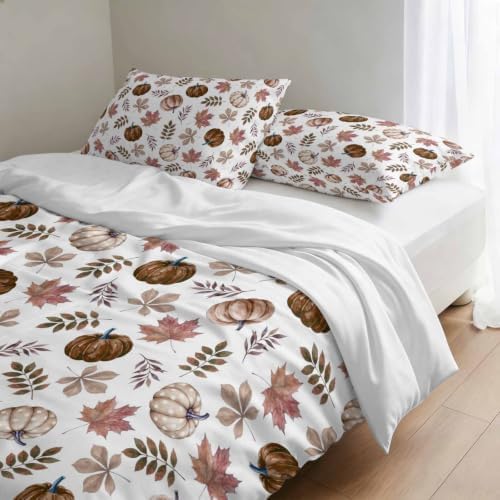 Vintage Pumpkins Fall Duvet Cover Set 3 Pieces with Zipper Closure