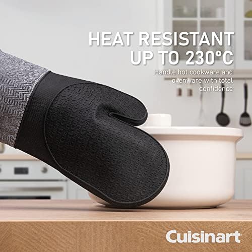Cuisinart Charcoal Silicone Oven Gloves - Single Oven Mitt with Grey