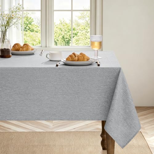 Decorelia Faux Linen Tablecloth for Dining Room, 60 x 120 Inch